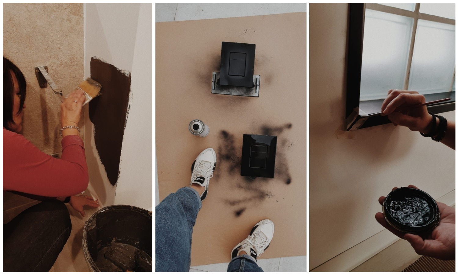 Bateriile ramele ferestrelor stalpii au fost vopsite cu negru in santier