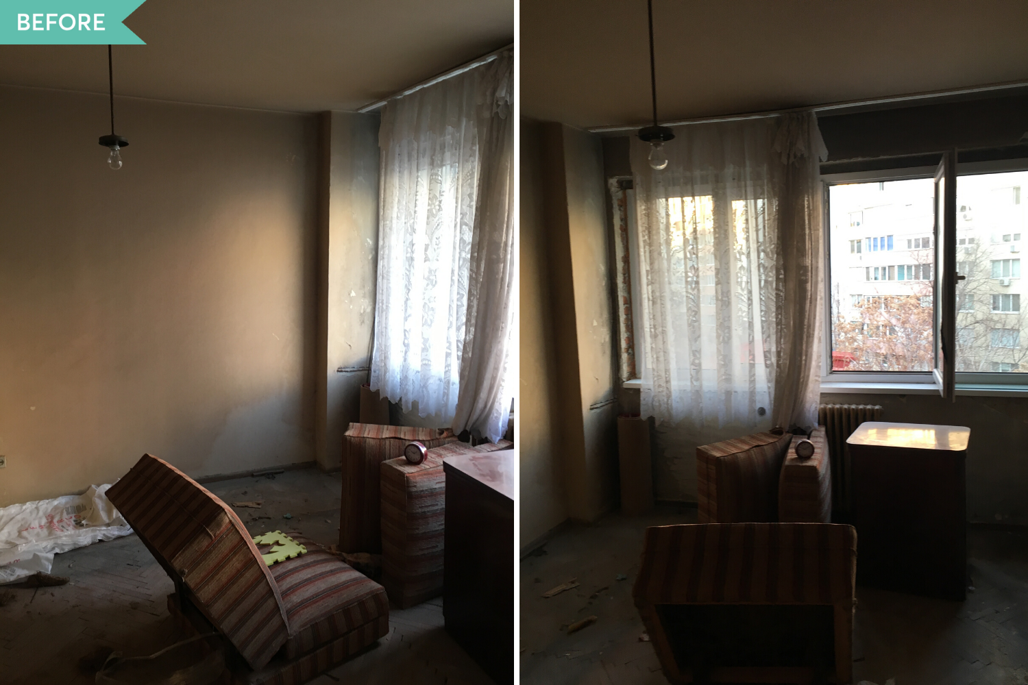 Renovare dormitor apartament vechi - inainte