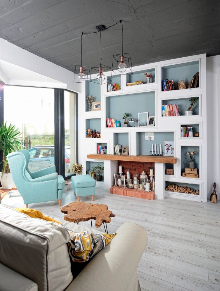 zona de living bleu