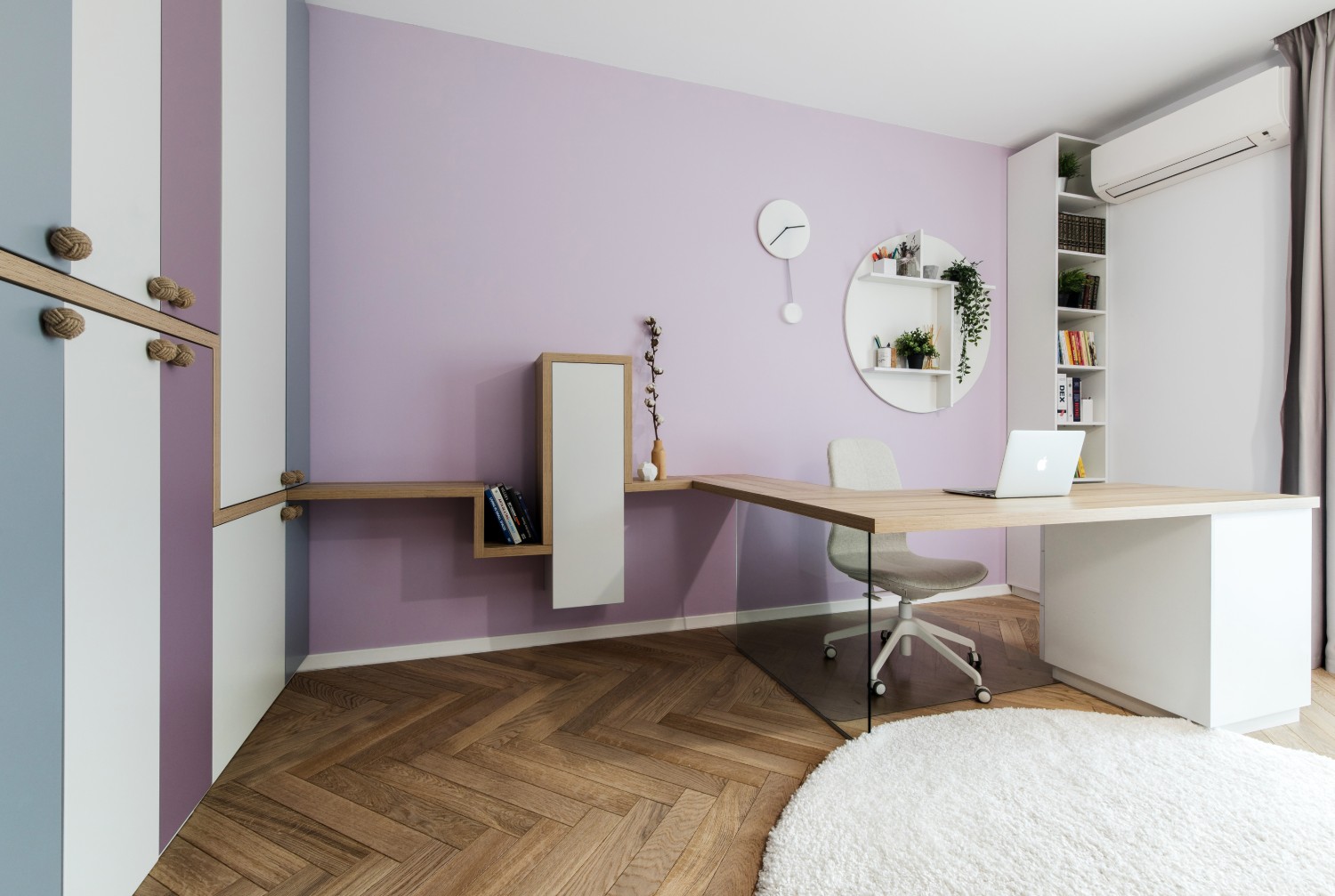 Amenajare dormitor copil fetita roz pasari nori_Studio 2