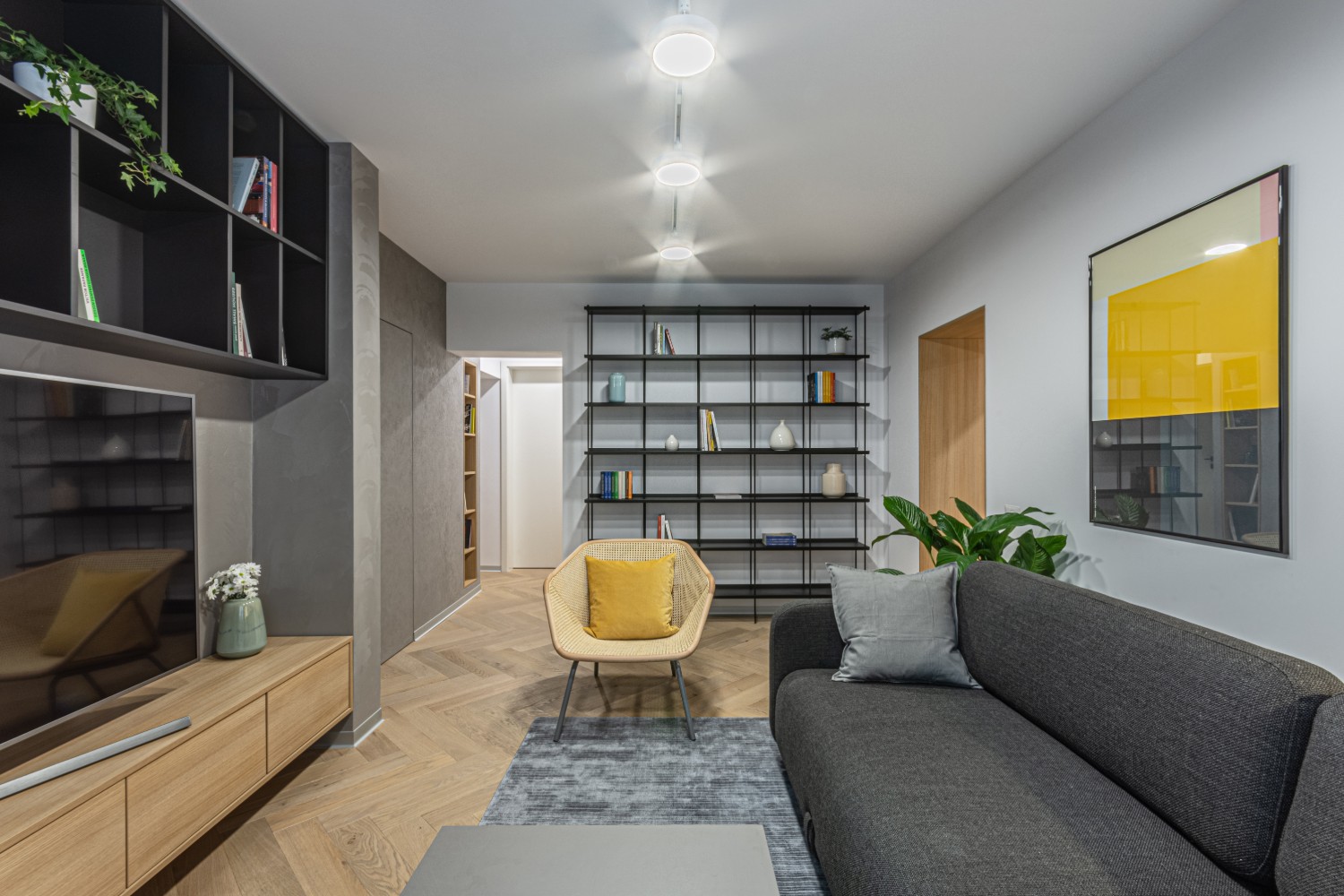 Amenajare living cu perete stil ciment - Craft (2)