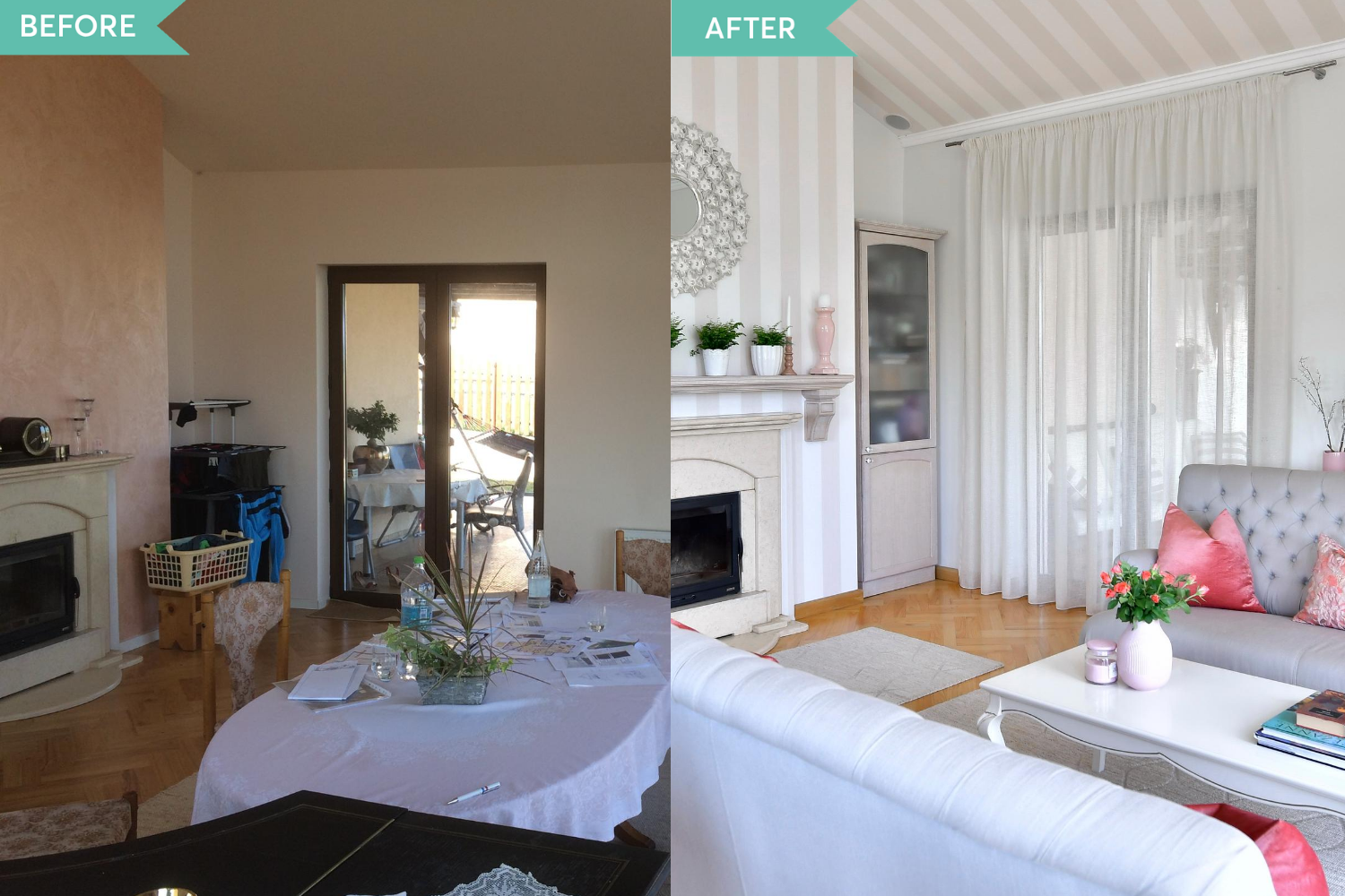 Before and after - renovare living in stil clasic cu semineu - Targu Mures - Simona Ungurean (3)