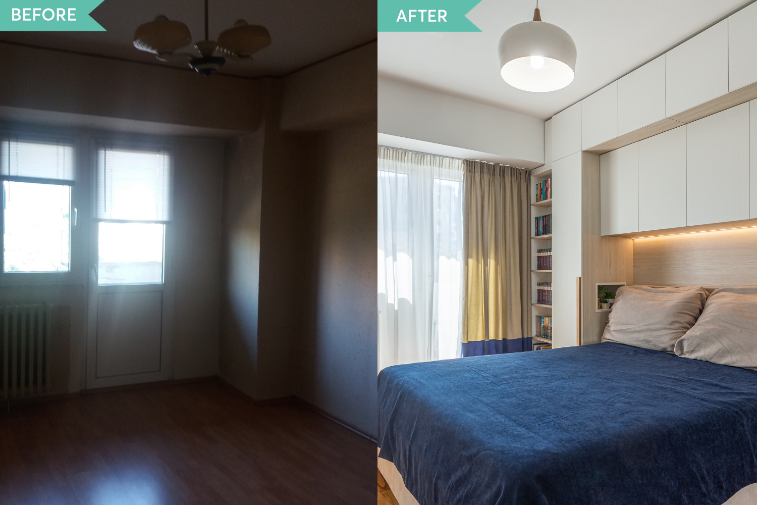 Amenajare Drumul Taberei - before and after - arh. int. Cristina Micu - dormitor matrimonial