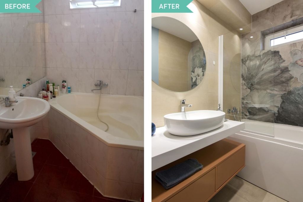 before and after baie apartament