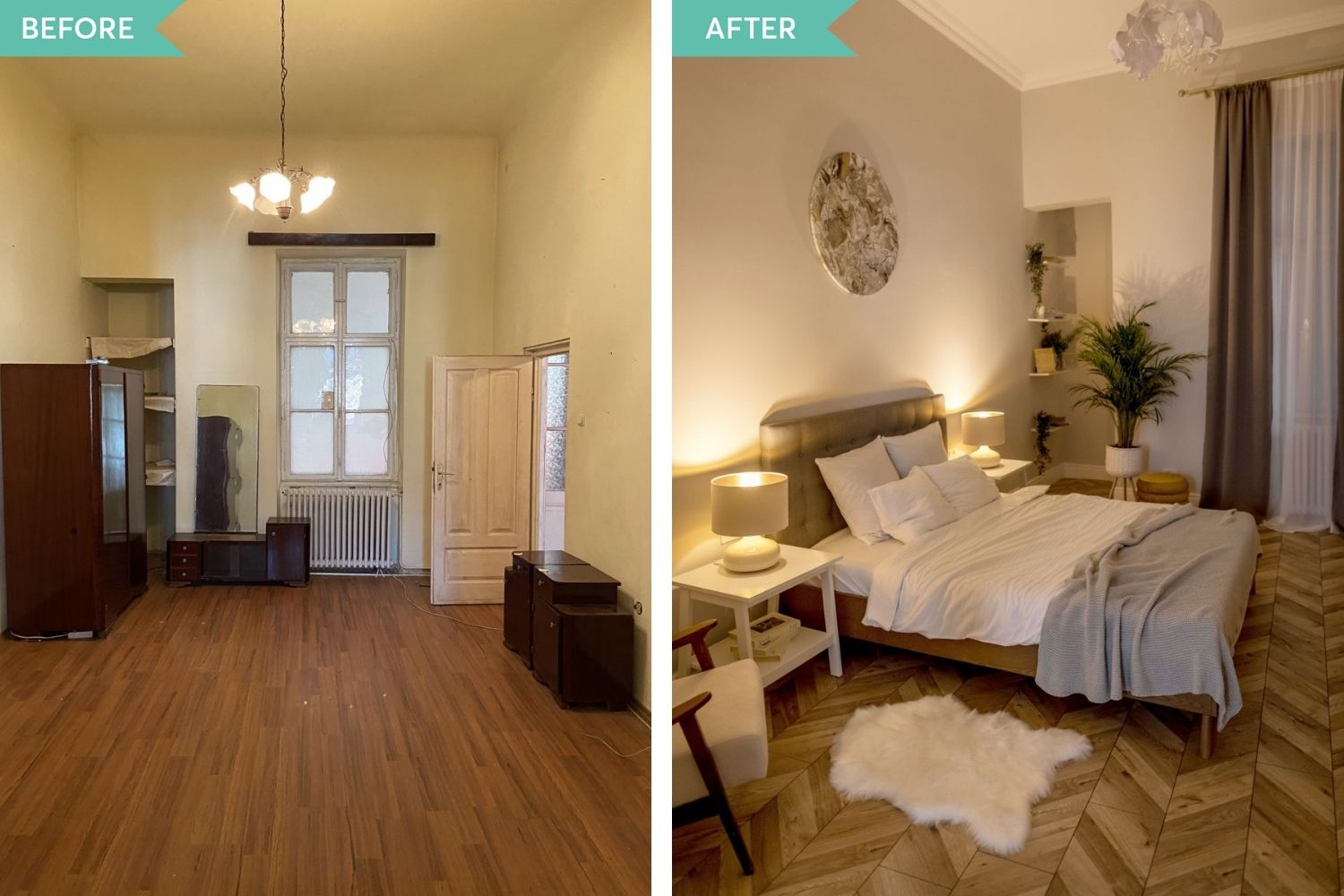 before after dormitor apartament arad casa antebelica