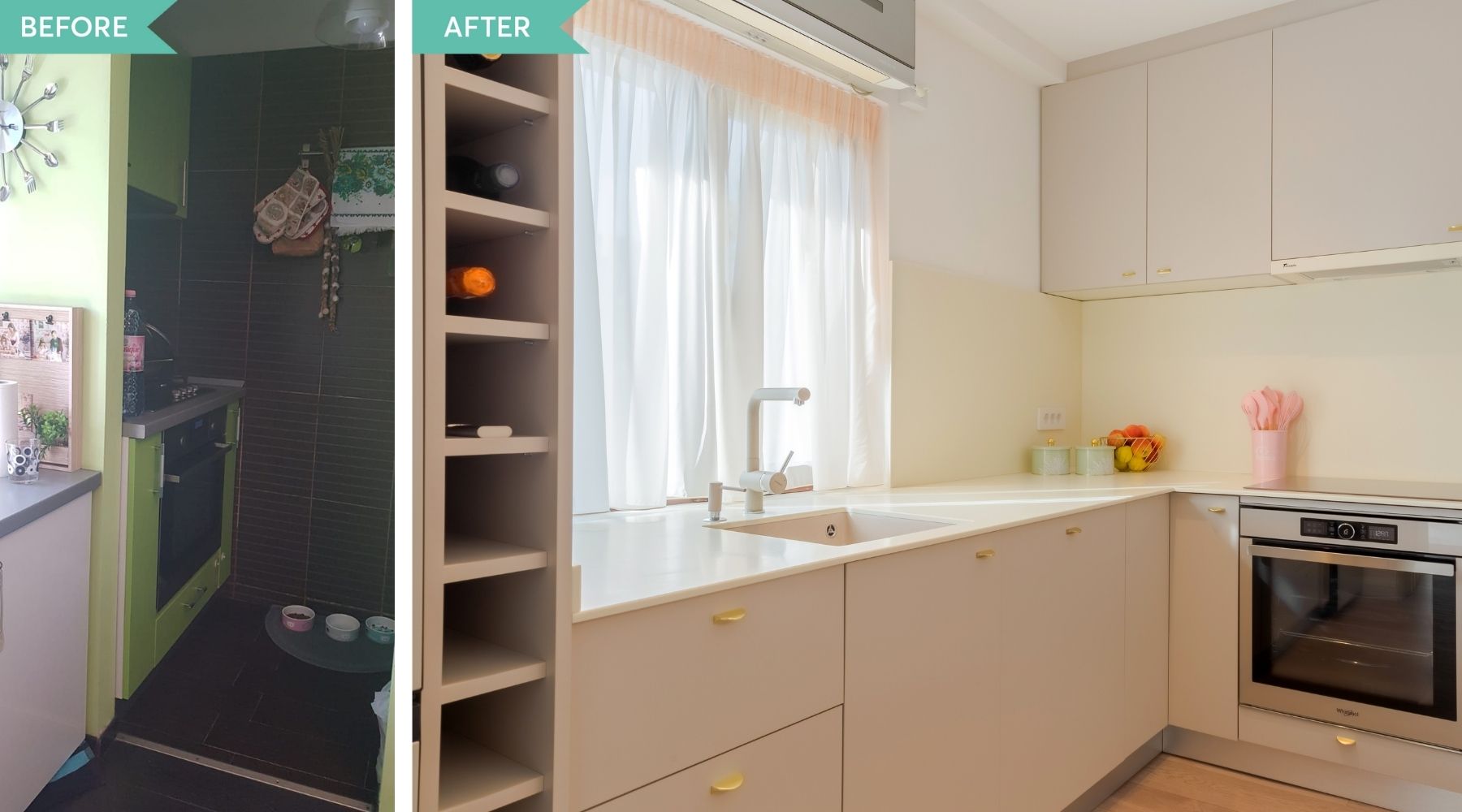 before after bucatarie etichete