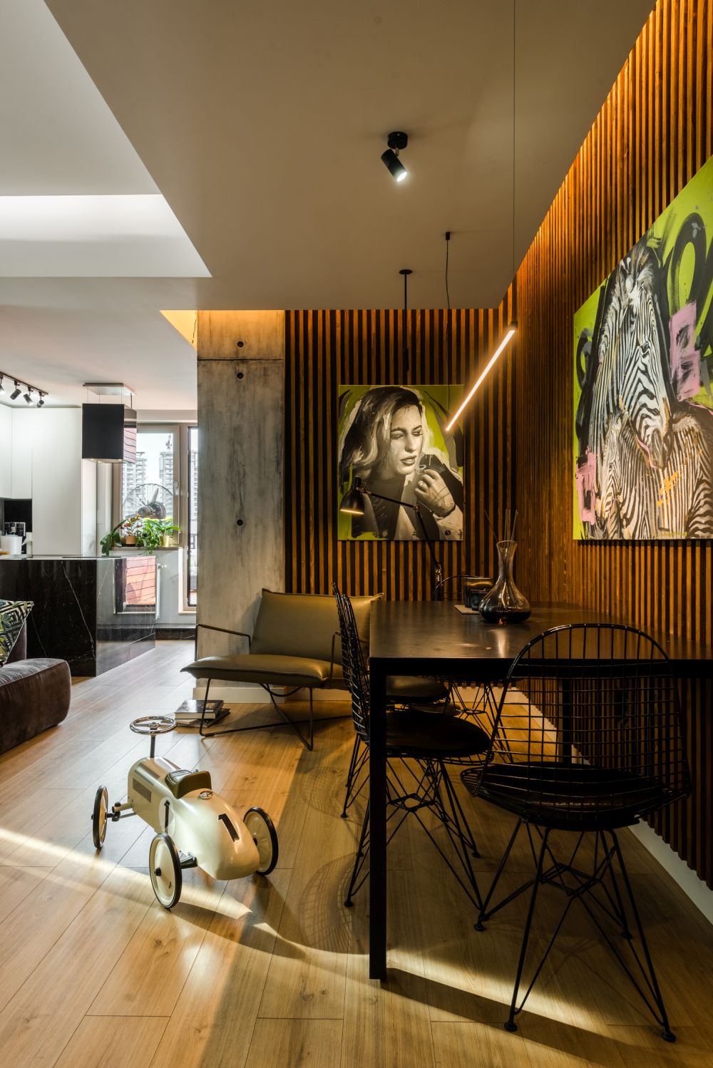 zona dining bucatarie iesire terasa penthouse