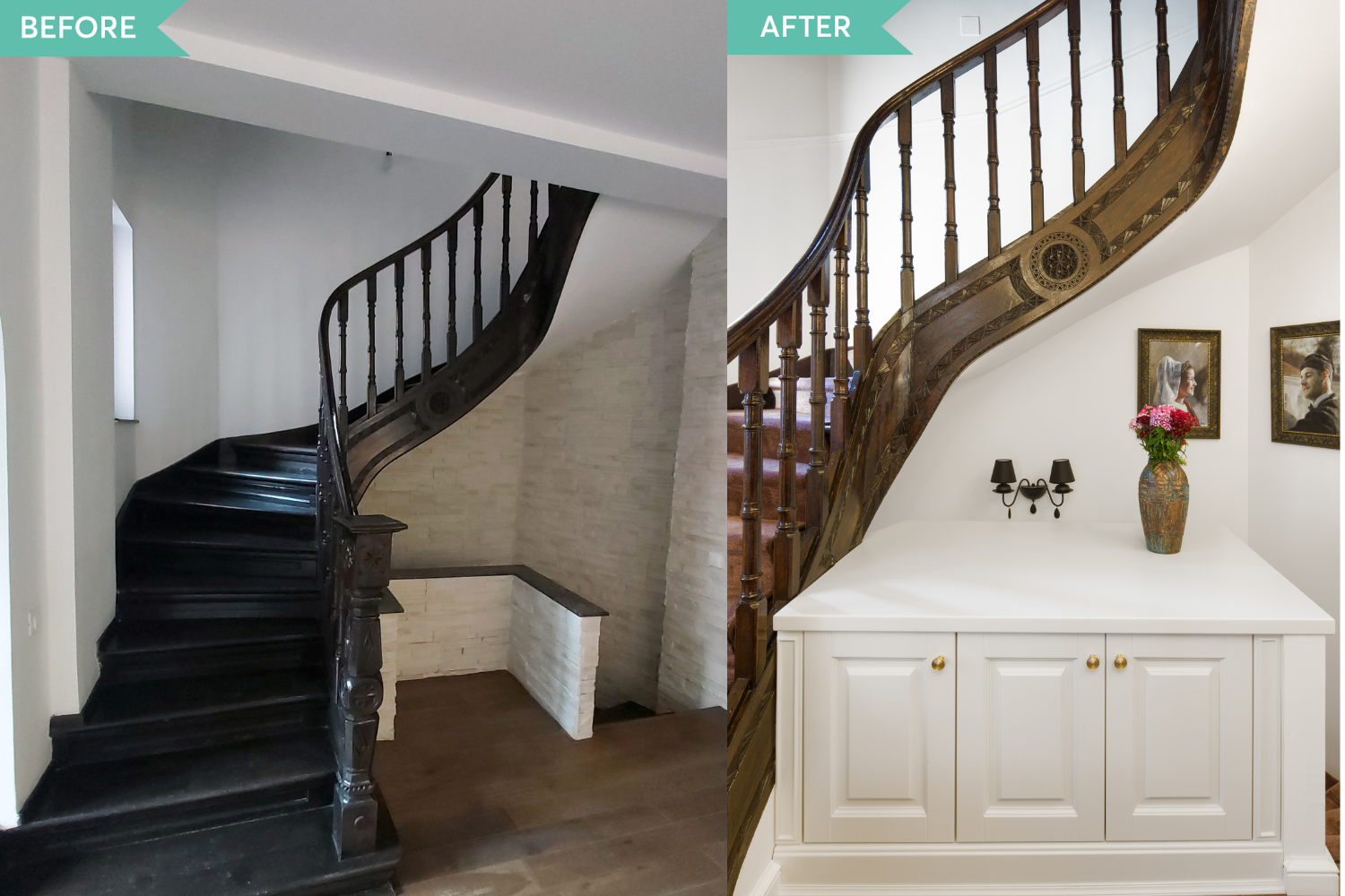 Renovare scara lemn casa brancoveneasca Bucuresti - Space Sparkle