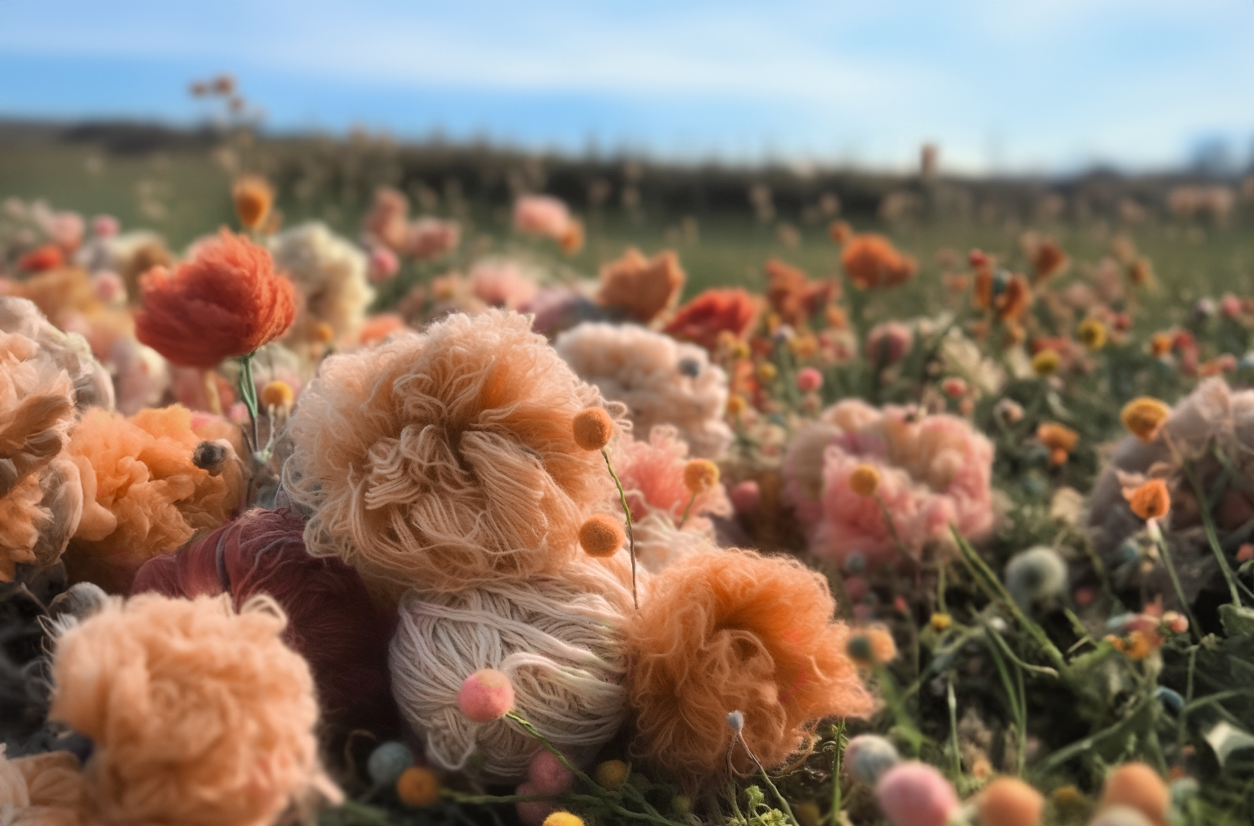 flori pe camp in culoarea peach fuzz pantone 2024